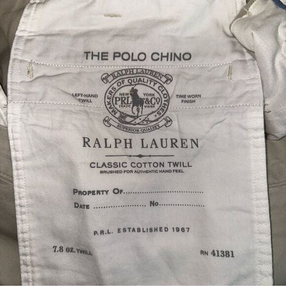 Polo Ralph Lauren Beige Classic Fit Khaki Twill Chino‎ Embroidered Logo Pants - Picture 3 of 9